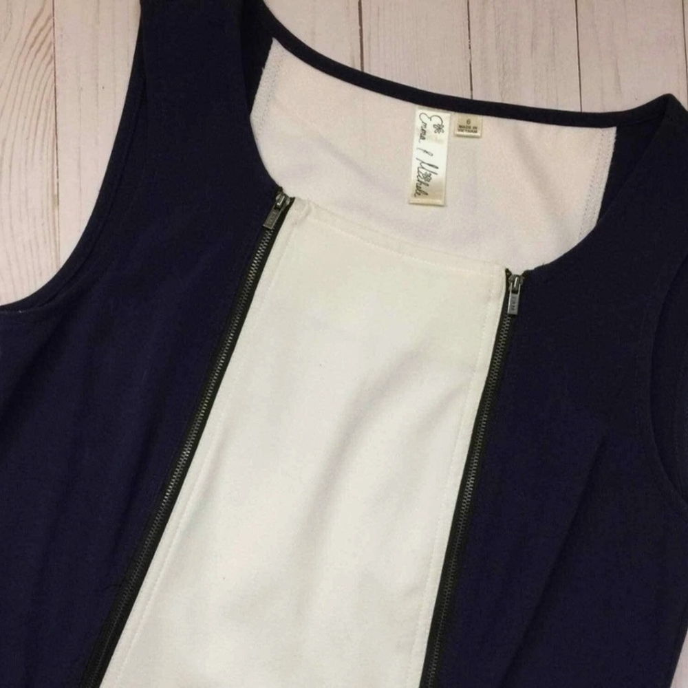 Emma & Michele 6 Vintage White & Blue Sleeveless Midi Dress SHOWSTOPPER GREAT UC - Picture 11 of 17